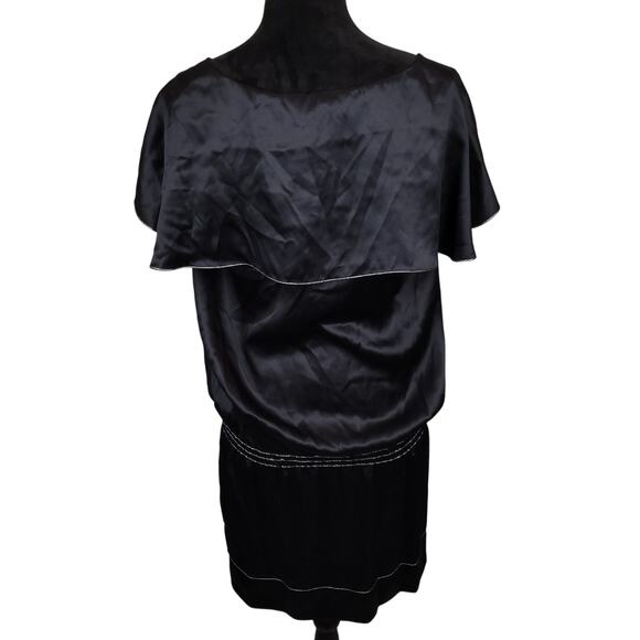 Studio M Women's Embellished 100% Silk Midi Dress Sz Large Boho Whimsigoth Black - Picture 12 of 16